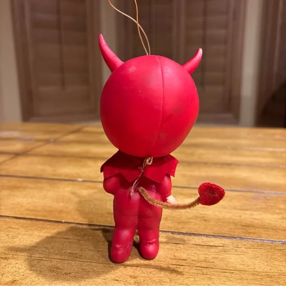 Vintage rare Devil diablo red rojo Doll ornament w defects Valentine’s Day decor - Picture 5 of 16